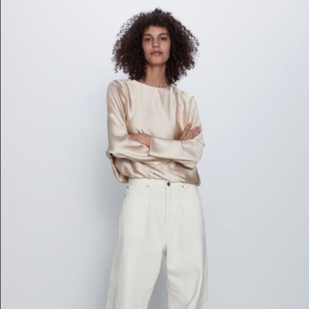 Zara! Soft Gold Satin Effect Top!
